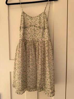 Girls' Green Floral Spaghetti‑Strap Casual Dress